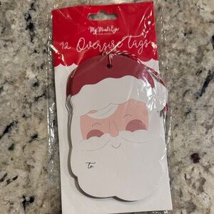12 Oversize Christmas Santa Class gift tags for presents with red & white Twine
